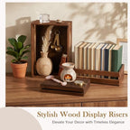 3 Pack Extra Large Wood Buffet Risers with Handle, 14 Inch in brown, alternate view 5