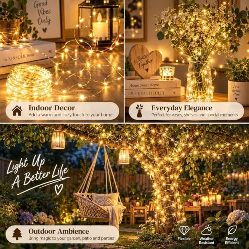 3 Pack Fairy Lights Battery Operated Twinkle Lights Remote Warm White, alternate view 4