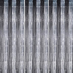 3 Pack Foil Fringe Backdrop - Black&Silver Shiny Tinsel Curtains for Party Decoration/Photo Booth Props