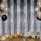 3 Pack Foil Fringe Backdrop - Black&Silver Shiny Tinsel Curtains for Party Decoration/Photo Booth Props, alternate view 6