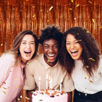 3 Pack Foil Fringe Backdrop - Bronze Shiny Tinsel Curtains for Party Decoration/Photo Booth Props - 3.3x8.2 FT, alternate