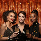 3 Pack Foil Fringe Backdrop - Bronze Shiny Tinsel Curtains for Party Decoration/Photo Booth Props - 3.3x8.2 FT, alternate