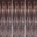 3 Pack Foil Fringe Backdrop - Brown Shiny Tinsel Curtains for Party Decoration/Photo Booth Props - 3.3x8.2 FT