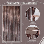 3 Pack Foil Fringe Backdrop - Brown Shiny Tinsel Curtains for Party Decoration/Photo Booth Props - 3.3x8.2 FT, alternate view