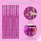 3 Pack Foil Fringe Backdrop - Hot Pink Shiny Tinsel Curtains for Party Decoration/Photo Booth Props - 3.3x8.2 FT, alternate