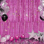 3 Pack Foil Fringe Backdrop - Hot Pink Shiny Tinsel Curtains for Party Decoration/Photo Booth Props - 3.3x8.2 FT, alternate