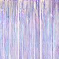 3 Pack Foil Fringe Backdrop - Iridescent Shiny Tinsel Curtains for Party Decoration/Photo Booth Props - 3.3x8.2