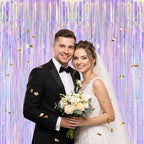 3 Pack Foil Fringe Backdrop - Iridescent Shiny Tinsel Curtains for Party Decoration/Photo Booth Props - 3.3x8.2, alternate