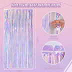 3 Pack Foil Fringe Backdrop - Iridescent Shiny Tinsel Curtains for Party Decoration/Photo Booth Props - 3.3x8.2, alternate