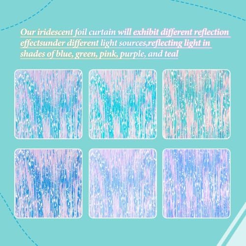 3 Pack Foil Fringe Backdrop - Iridescent Shiny Tinsel Curtains for Party Decoration/Photo Booth Props - 3.3x8.2, alternate