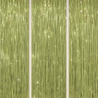 3 Pack Foil Fringe Backdrop - Light Green Shiny Tinsel Curtains for Party Decoration/Photo Booth Props - 3.3x8.2