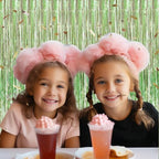 3 Pack Foil Fringe Backdrop - Light Green Shiny Tinsel Curtains for Party Decoration/Photo Booth Props - 3.3x8.2, alternate