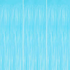 3 Pack Foil Fringe Backdrop - Pastel Blue Shiny Tinsel Curtains for Party Decoration/Photo Booth Props - 3.3x8.2