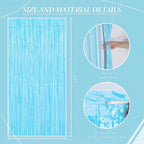 3 Pack Foil Fringe Backdrop - Pastel Blue Shiny Tinsel Curtains for Party Decoration/Photo Booth Props - 3.3x8.2, alternate