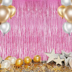 3 Pack Foil Fringe Backdrop - Pink Shiny Tinsel Curtains for Party Decoration/Photo Booth Props - 3.3x8.2 FT, alternate view