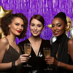 3 Pack Foil Fringe Backdrop - Purple Shiny Tinsel Curtains for Party Decoration/Photo Booth Props - 3.3x8.2 FT, alternate