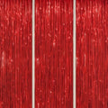 3 Pack Foil Fringe Backdrop - Red Shiny Tinsel Curtains for Party Decoration/Photo Booth Props - 3.3x8.2 FT