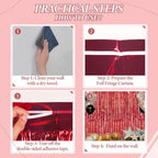 3 Pack Foil Fringe Backdrop - Red Shiny Tinsel Curtains for Party Decoration/Photo Booth Props - 3.3x8.2 FT, alternate view 3