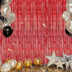 3 Pack Foil Fringe Backdrop - Red Shiny Tinsel Curtains for Party Decoration/Photo Booth Props - 3.3x8.2 FT, alternate view 6