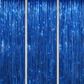3 Pack Foil Fringe Backdrop - Royal Blue Shiny Tinsel Curtains for Party Decoration/Photo Booth Props - 3.3x8.2