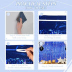3 Pack Foil Fringe Backdrop - Royal Blue Shiny Tinsel Curtains for Party Decoration/Photo Booth Props - 3.3x8.2, alternate