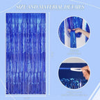 3 Pack Foil Fringe Backdrop - Royal Blue Shiny Tinsel Curtains for Party Decoration/Photo Booth Props - 3.3x8.2, alternate