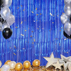 3 Pack Foil Fringe Backdrop - Royal Blue Shiny Tinsel Curtains for Party Decoration/Photo Booth Props - 3.3x8.2, alternate