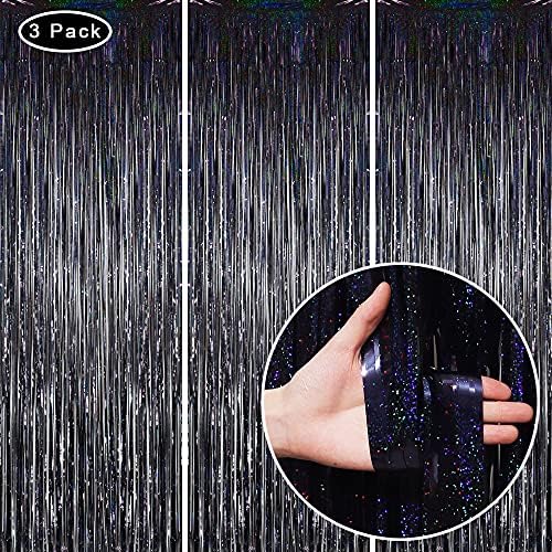 3 Pack Fringe Curtains Party Decorations, Tinsel Backdrop Curtains for Parties, Photo Booth Wedding Graduations, alternate