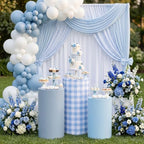 3 Pack Gingham Cylinder Stand Covers for Party Elastic Milk Silk Cylinder Pedestal Covers Wedding Birthday Event, alternate