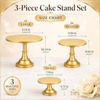 3 Pack Gold Cake Stand, 8 10 12 Inch Tiered Display in Gold, alternate view 3