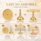 3 Pack Gold Cake Stand, 8 10 12 Inch Tiered Display in Gold, alternate view 5
