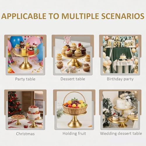 3 Pack Gold Cake Stand, 8 10 12 Inch Tiered Display in Gold, alternate view 7