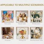 3 Pack Gold Cake Stand, 8 10 12 Inch Tiered Display in Gold, alternate view 7