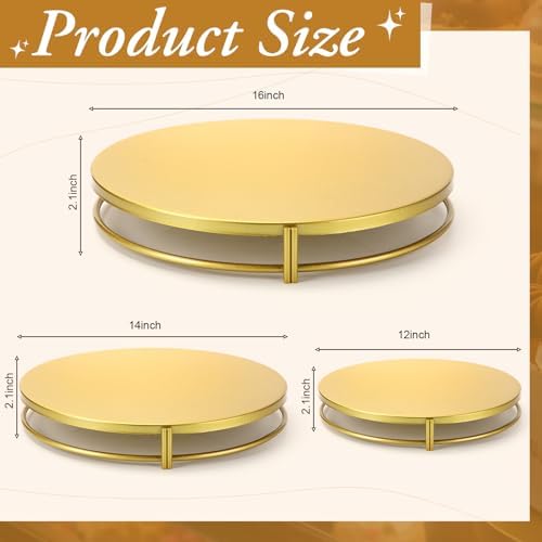 3 Pack Gold Cake Stands 16'' 14'' 12'' Round Metal Cupcake Display Stands Dessert Trays Table Decoration Cookies, alternate