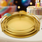 3 Pack Gold Cake Stands 16'' 14'' 12'' Round Metal Cupcake Display Stands Dessert Trays Table Decoration Cookies, alternate
