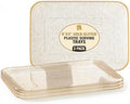 3 Pack Gold Glitter Plastic Serving Trays for Party - Gold Glittered Serving Tray 8 x 11 Inch - Heavy Duty