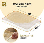 3 Pack Gold Glitter Plastic Serving Trays for Party - Gold Glittered Serving Tray 8 x 11 Inch - Heavy Duty, alternate view 3