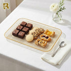 3 Pack Gold Glitter Plastic Serving Trays for Party - Gold Glittered Serving Tray 8 x 11 Inch - Heavy Duty, alternate view 4