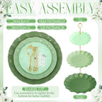 3 Pack Green Cupcake Stands, Round 3-Tier Gradient Serving Tray, Plastic Dessert Table Display Tower for Wedding, alternate