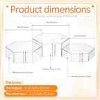 3 Pack Large Clear Acrylic Buffet Risers 14” 13” 12” Hexagonal in Clear, alternate view 3