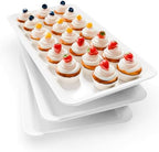 3-Pack Large Melamine Serving Trays Set, 17 x 8.6 in, White in White