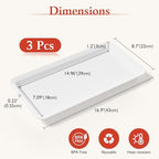 3-Pack Large Melamine Serving Trays Set, 17 x 8.6 in, White in White, alternate view 3