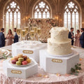 3 Pack Large White Acrylic Buffet Risers 14” 13” 12” Hexagonal in White