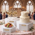 3 Pack Large White Acrylic Buffet Risers 14” 13” 12” Hexagonal in White