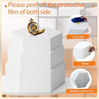 3 Pack Large White Acrylic Buffet Risers 14” 13” 12” Hexagonal in White, alternate view 3