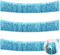 3 Pack Light Blue Wavy Foil Fringe Garland 30ft Tinsel Wall Decor in Wavy Light Blue