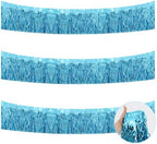3 Pack Light Blue Wavy Foil Fringe Garland 30ft Tinsel Wall Decor in Wavy Light Blue