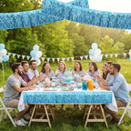 3 Pack Light Blue Wavy Foil Fringe Garland 30ft Tinsel Wall Decor in Wavy Light Blue, alternate view 5