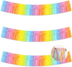 3 Pack Light Macaron Foil Fringe Garland 30ft Wall Tinsel Banner in Light Macaron