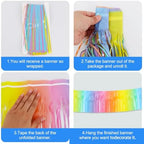 3 Pack Light Macaron Foil Fringe Garland 30ft Wall Tinsel Banner in Light Macaron, alternate view 2